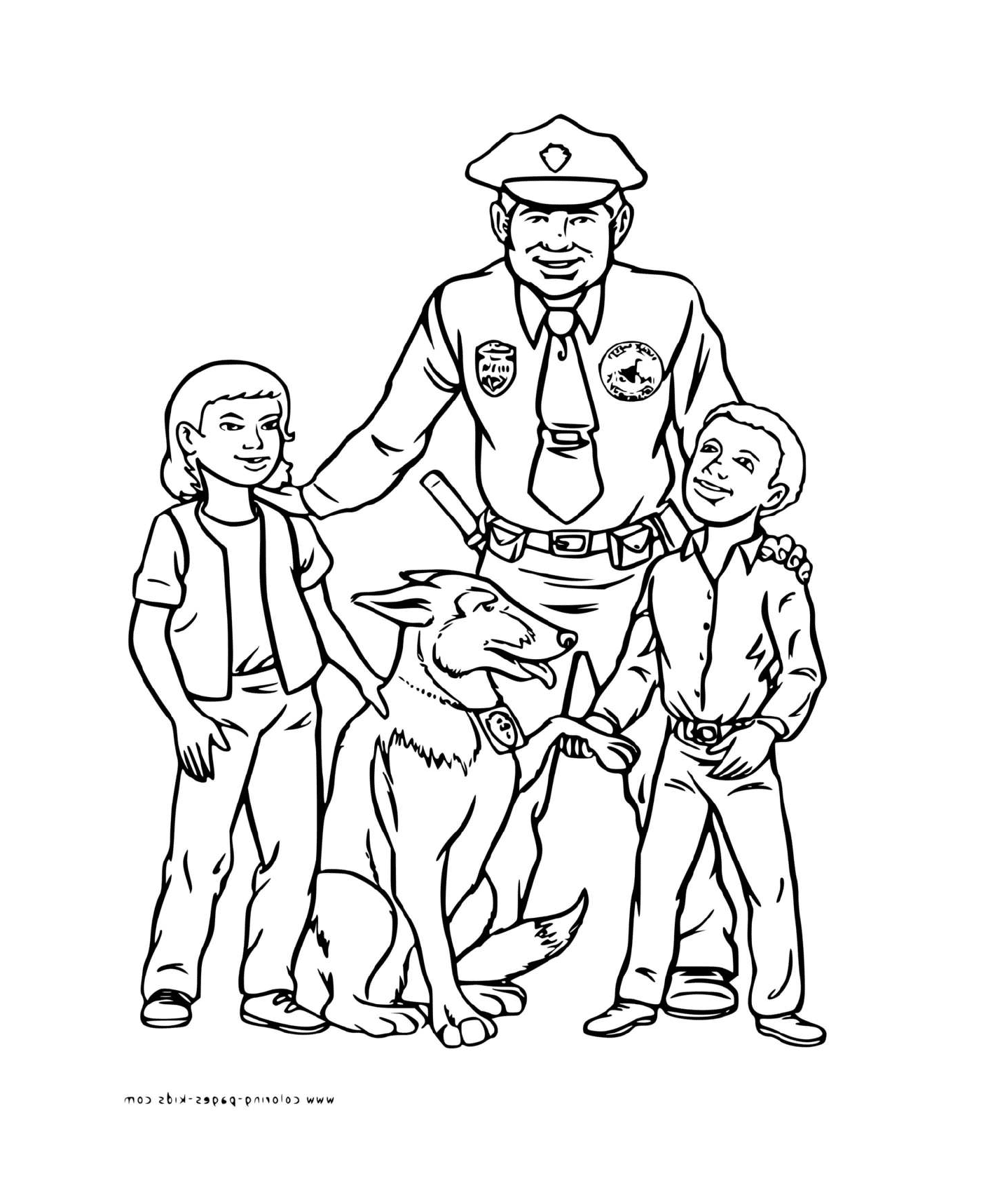  Policeman with two children and dog 