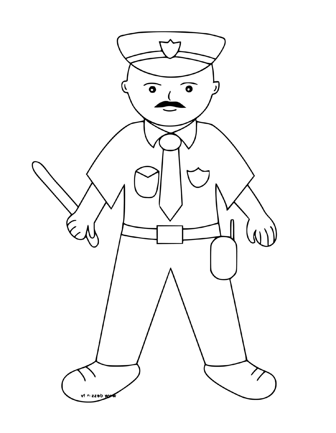  Polizist mit Knüppel in der Hand 