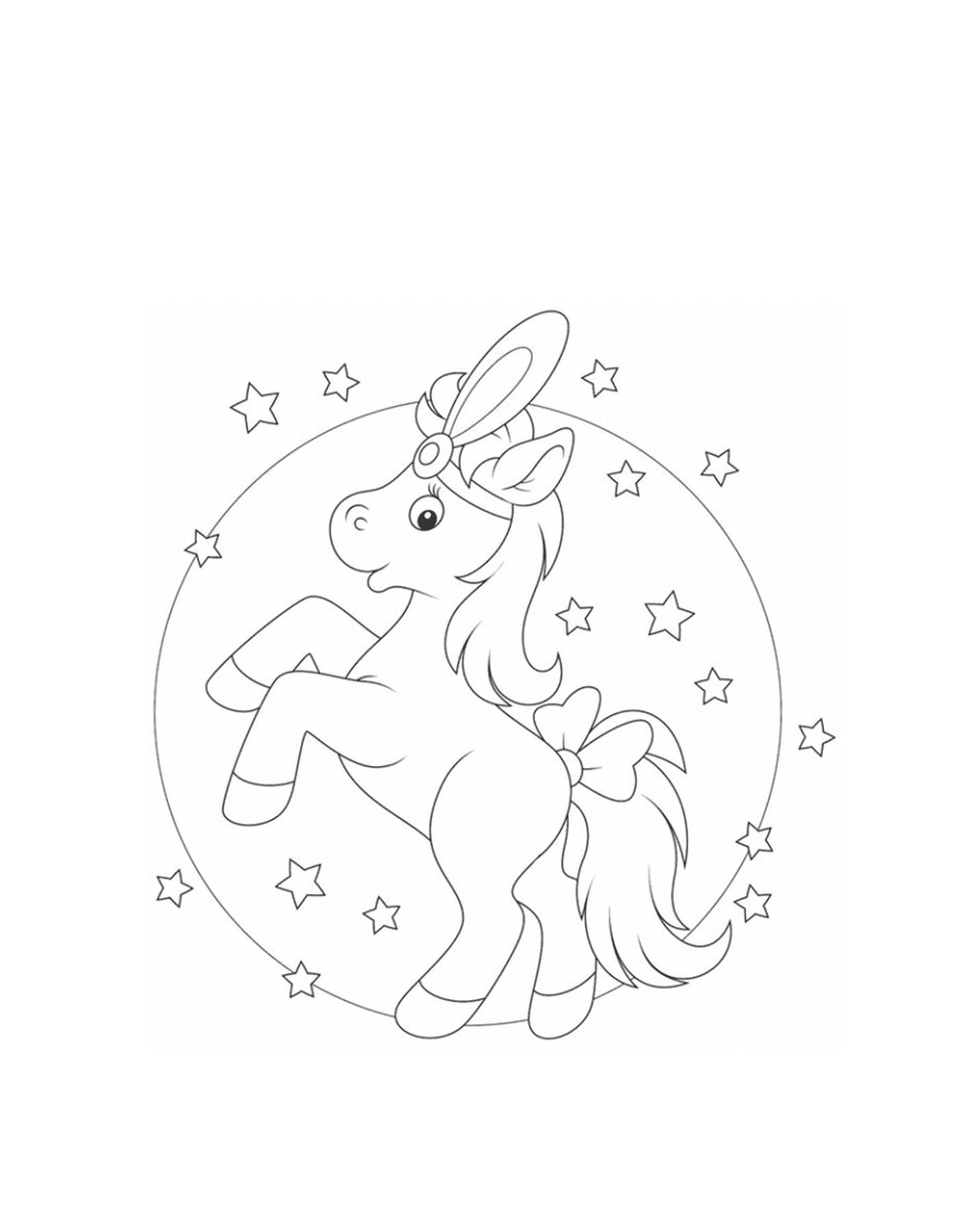  Pony star, circondato da stelle scintillanti 
