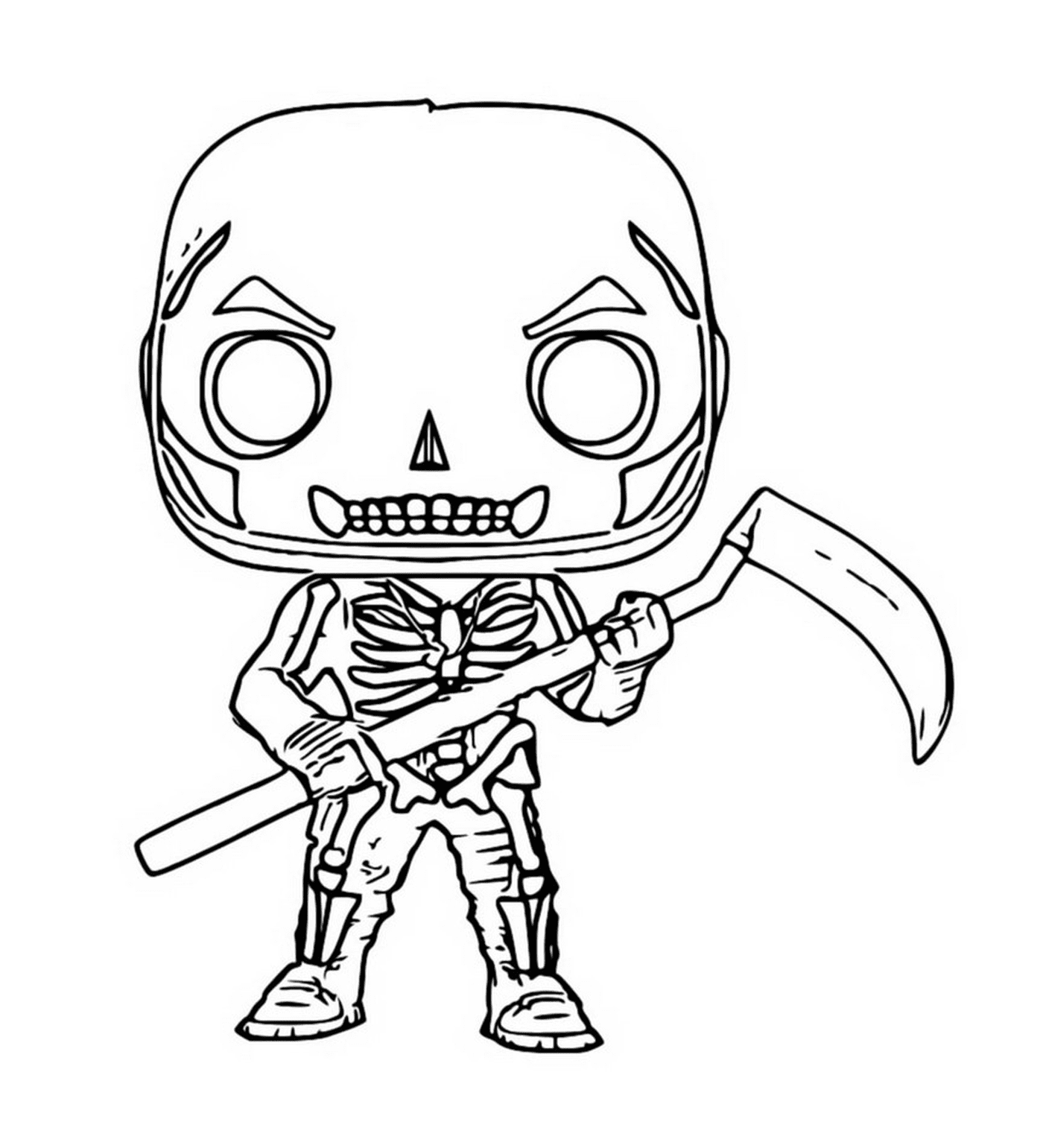  Skull Trooper, Fortnite, esqueleto sosteniendo un falso 