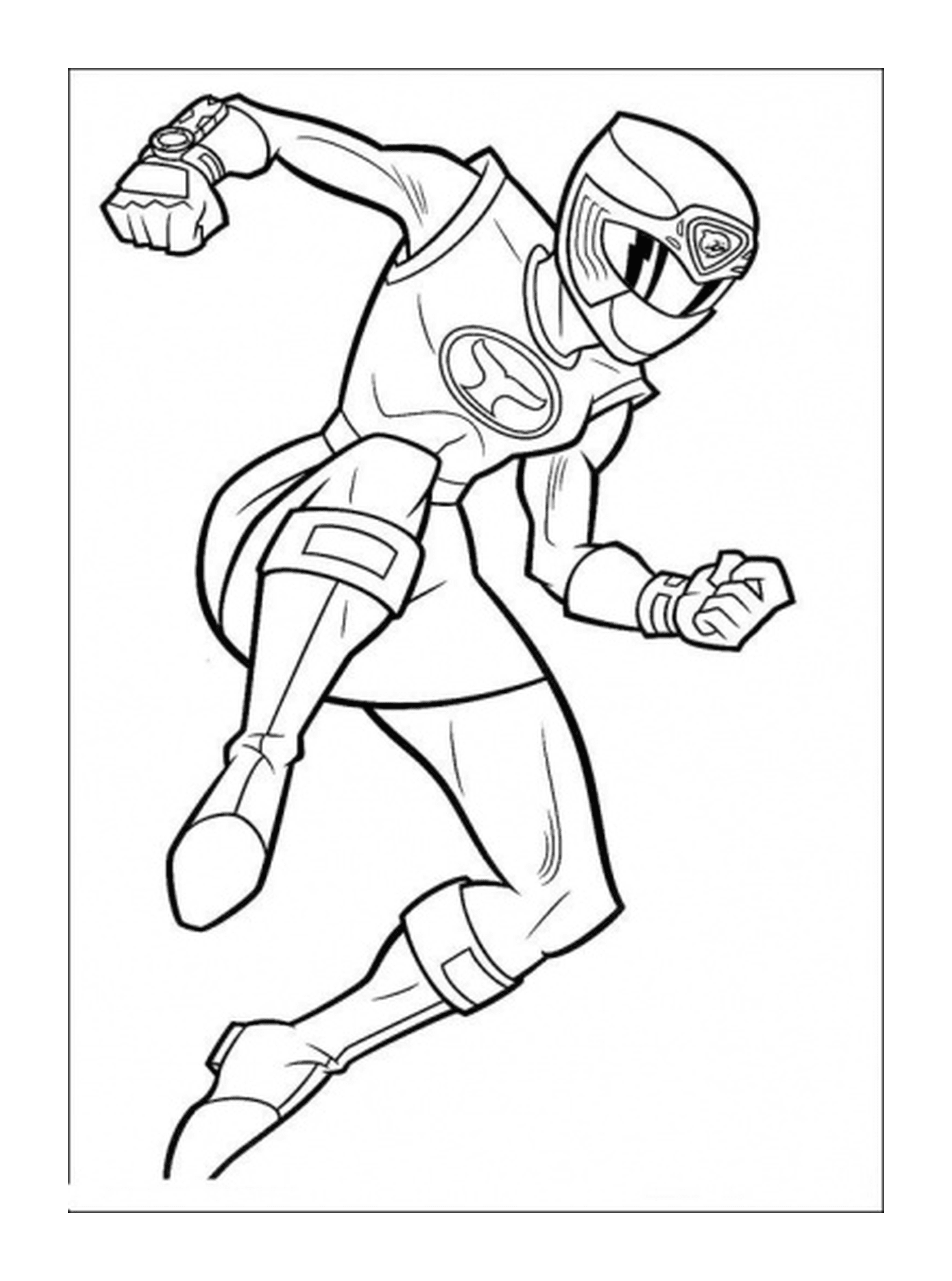  Joven Power Ranger chica haciendo un salto gigante 