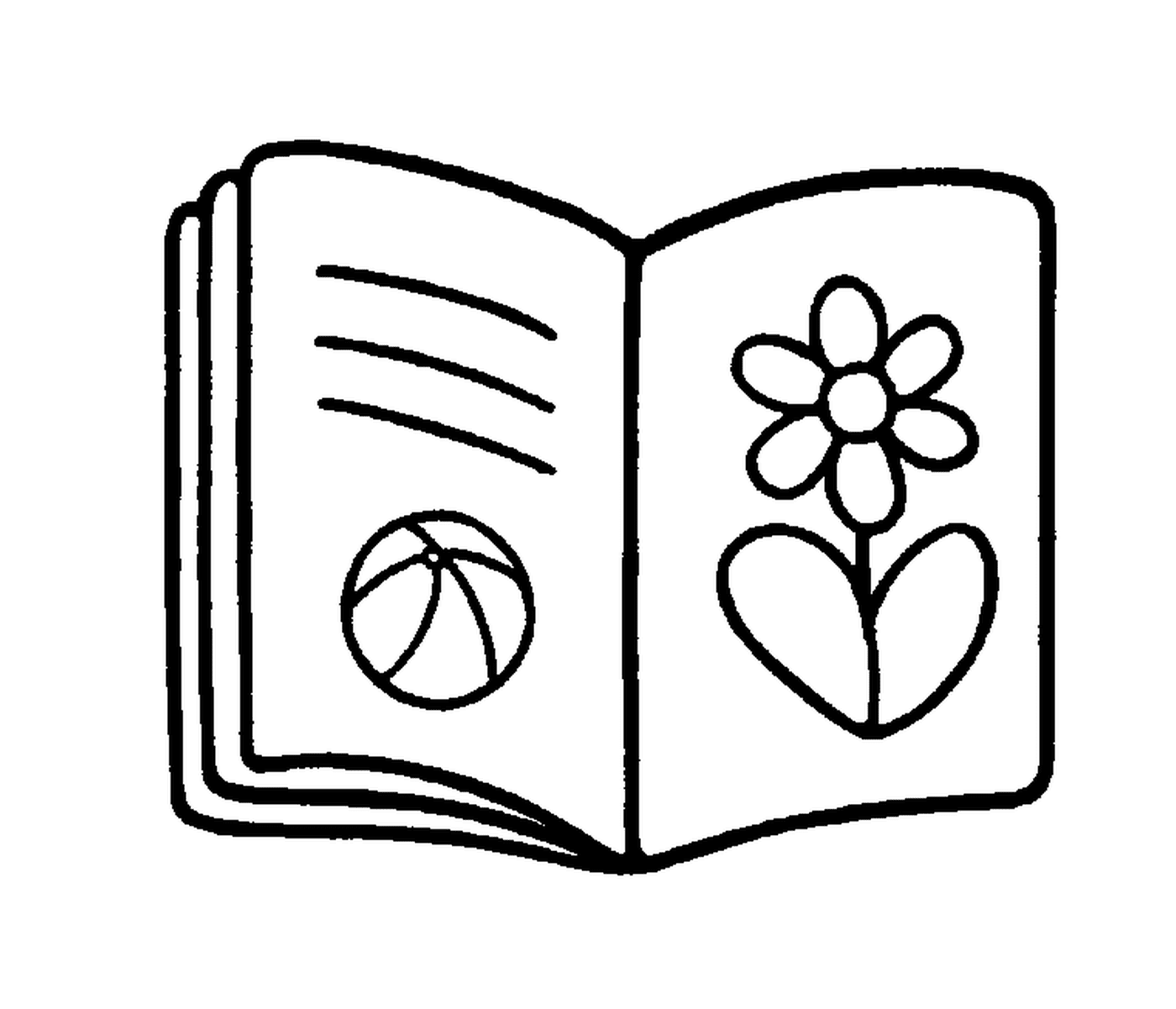  Offenes Buch mit Blume und Ballon 
