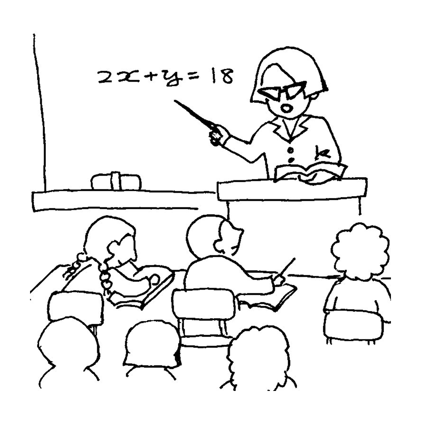  Woman giving a class to a group 