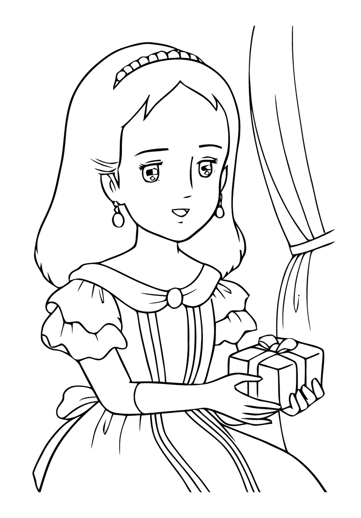  Disney Princess, ein Mädchen mit einem Geschenk 