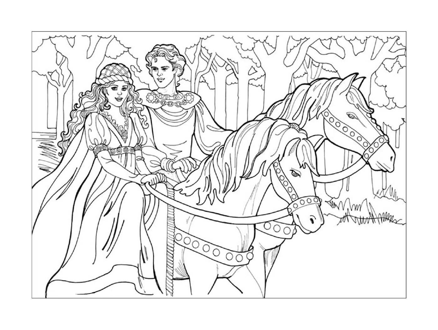  Disney Princess, a couple on a horse-drawn carriage 