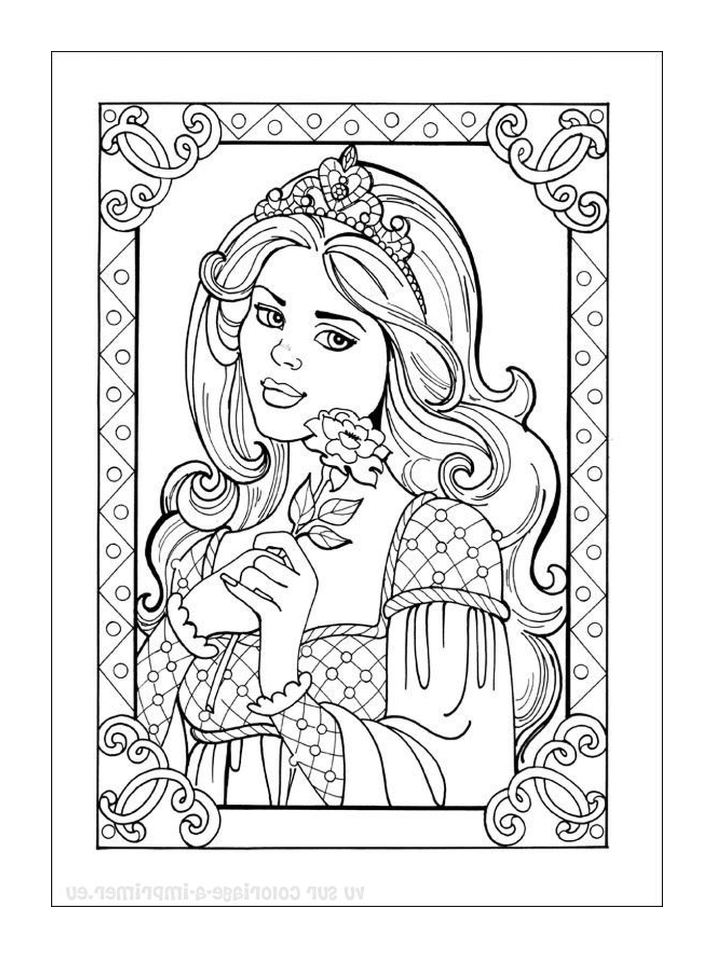  Princesa Disney, una princesa sosteniendo una rosa 