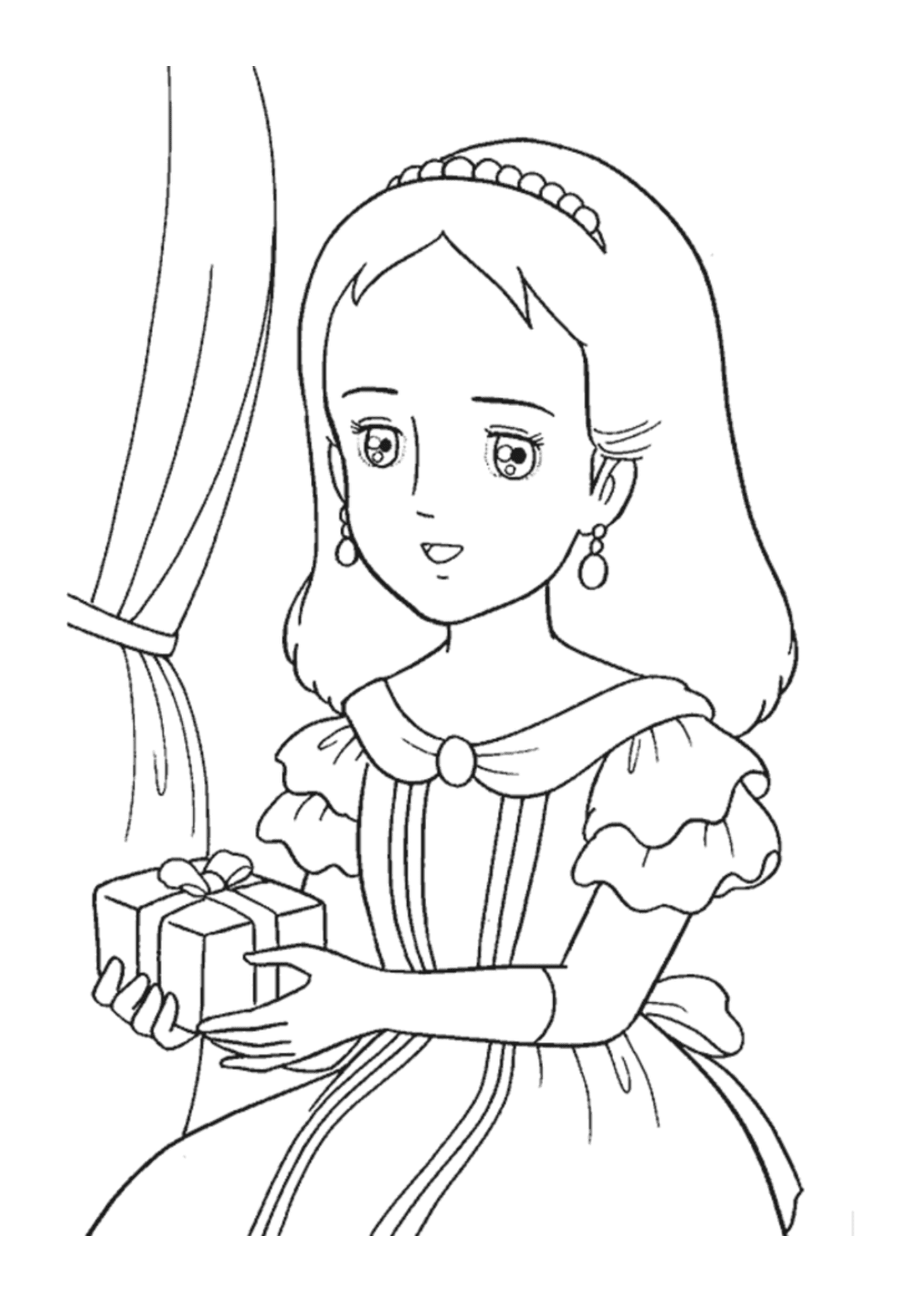  Disney Princess, una ragazza in possesso di un regalo 