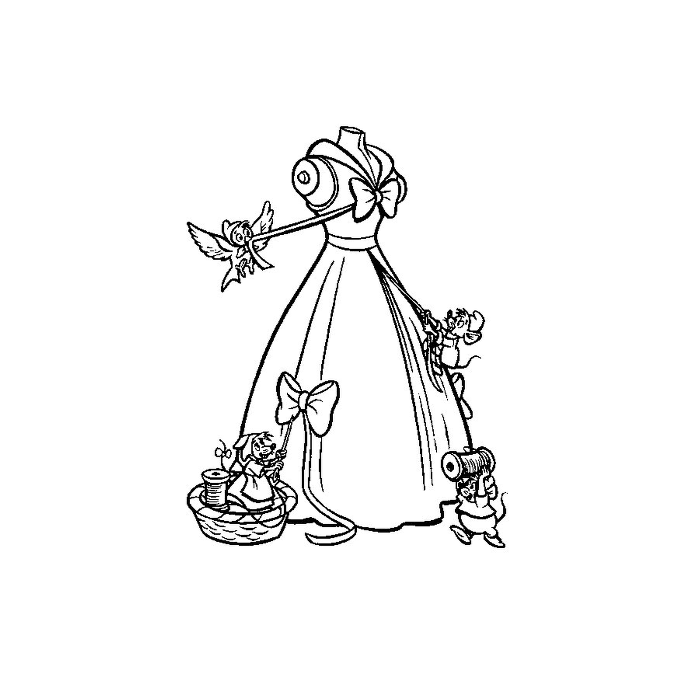  Mujer en vestido sosteniendo una varita mágica 