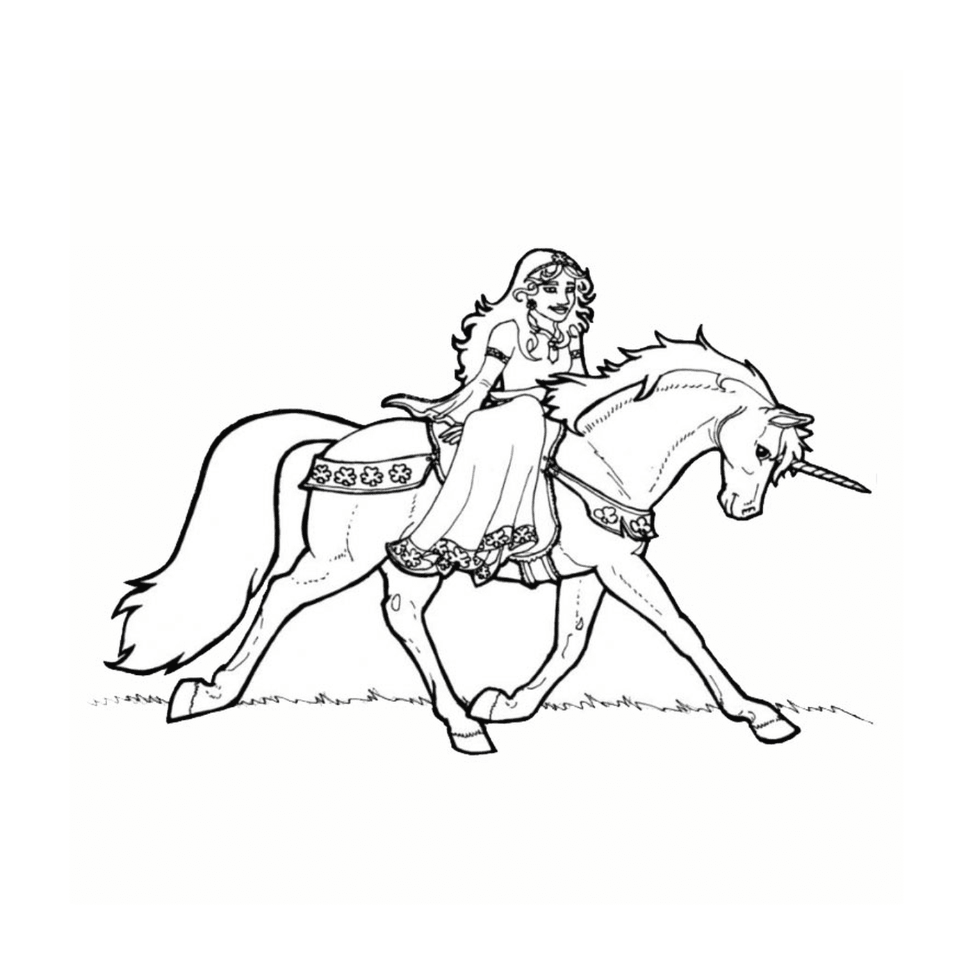  Woman riding a unicorn 