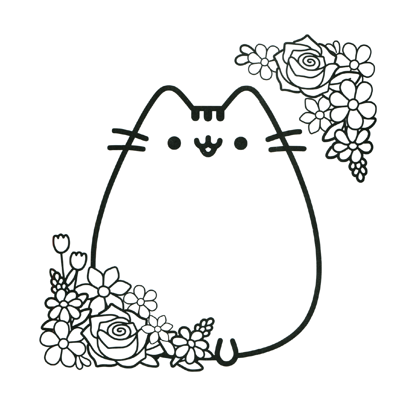  Pusheen, love and flowers 