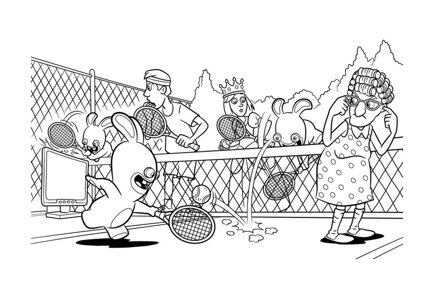  Conejos Cretinos juegan al tenis 