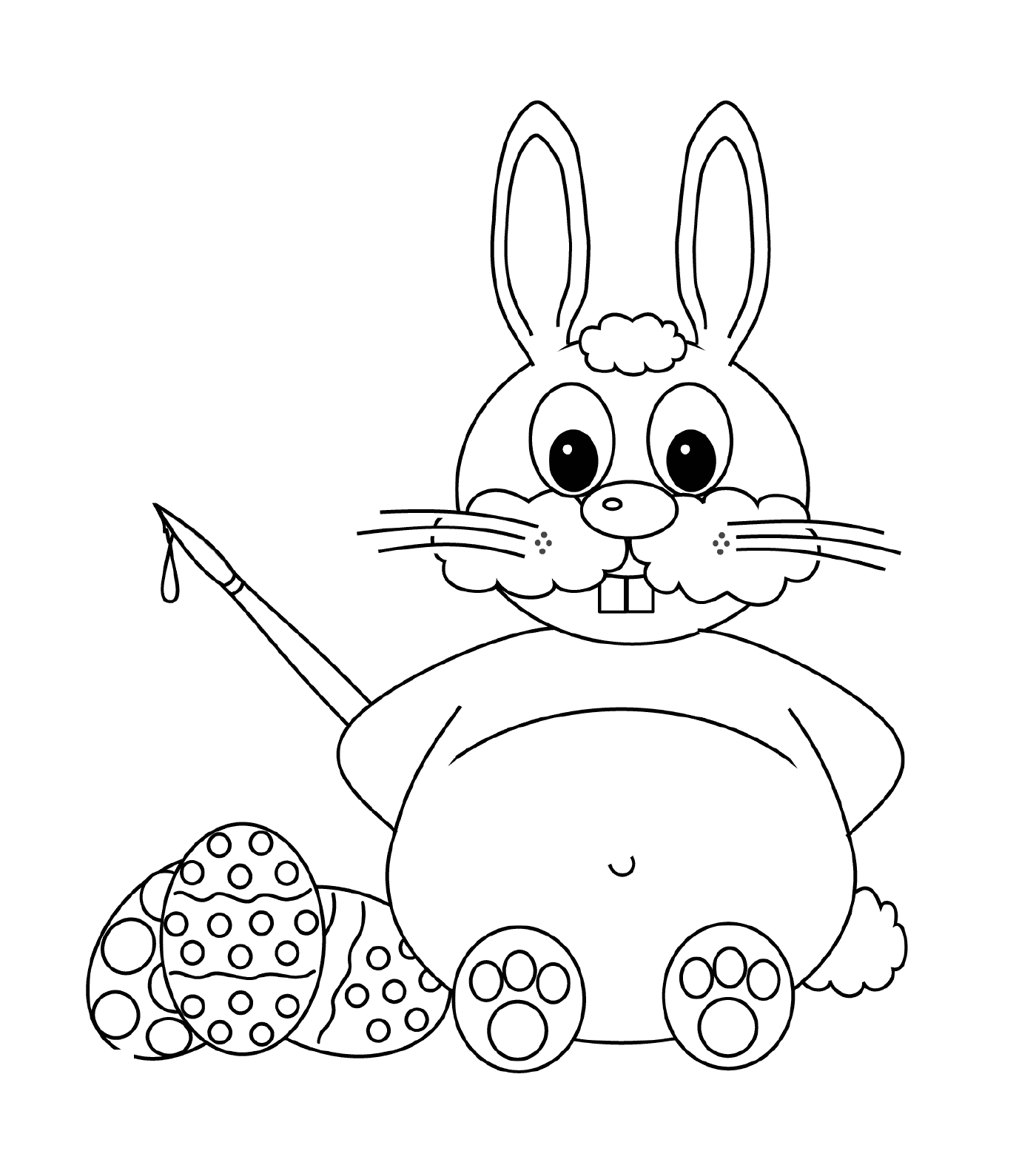  Пасхальный кролик с яйцами до краски 