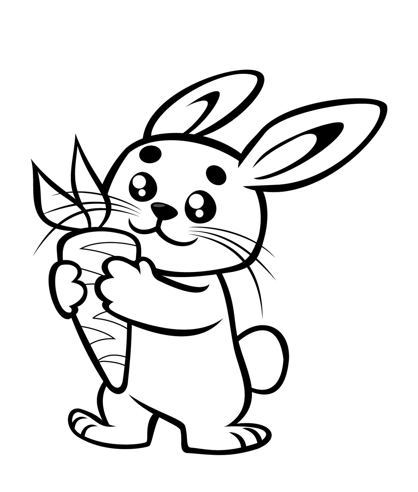  Conejo adorable que sostiene una zanahoria 