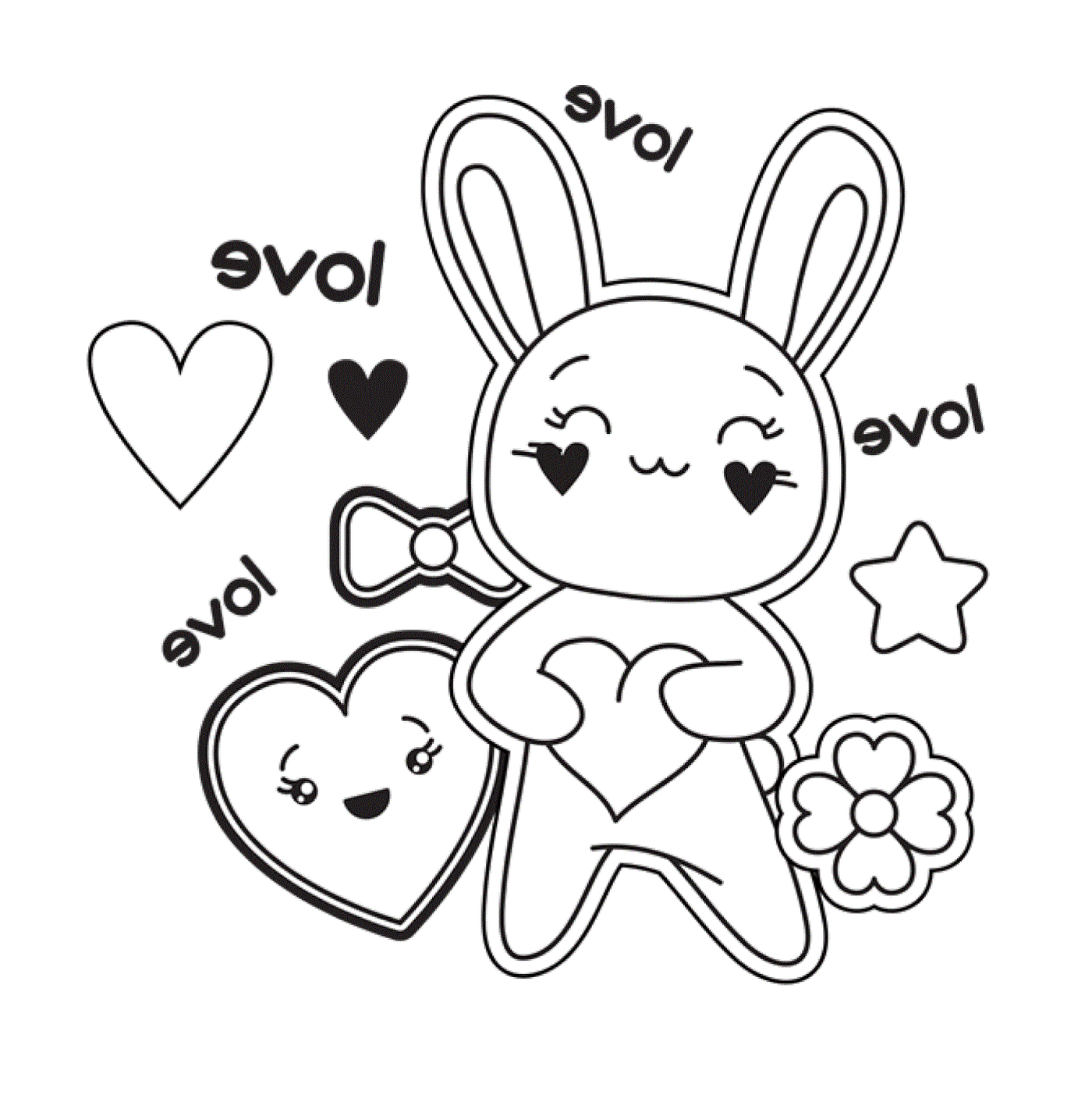  Rabbit in love with hearts 
