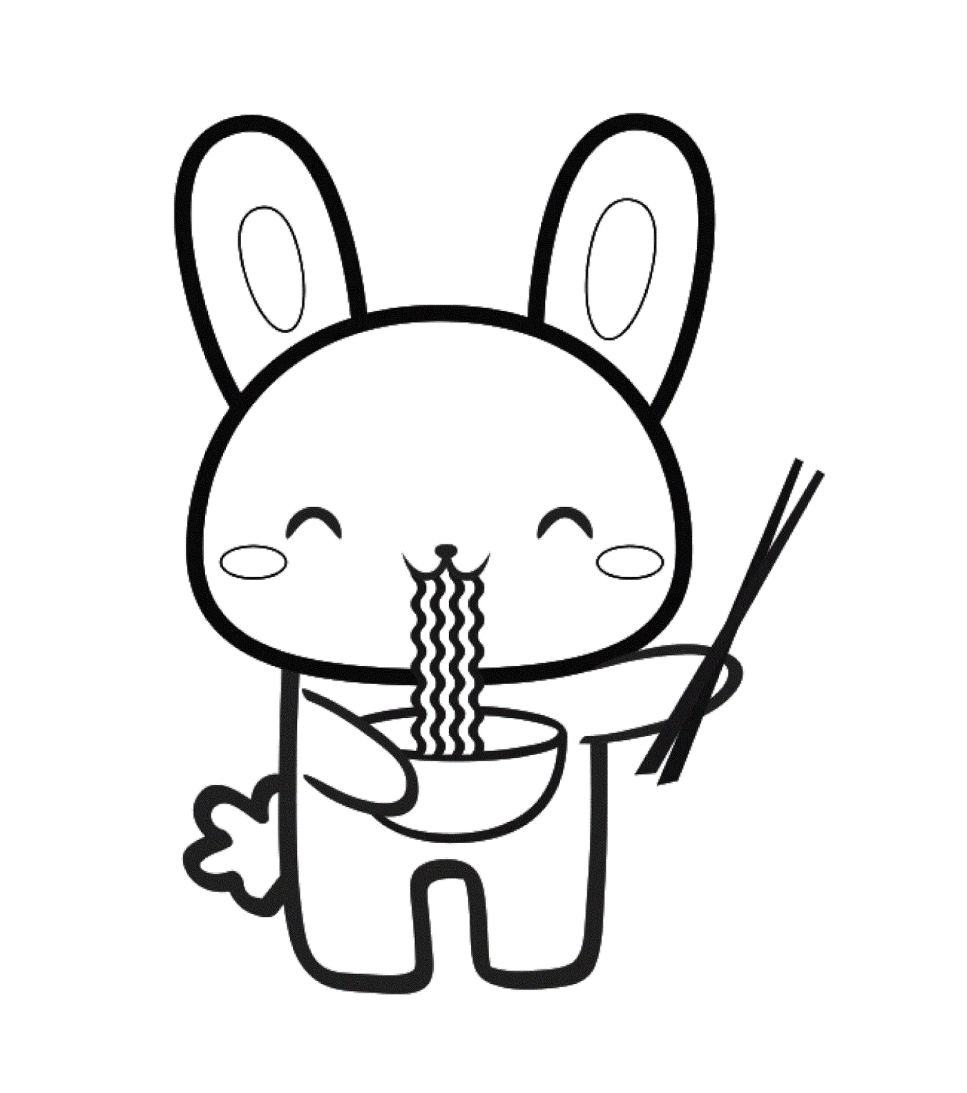  Coniglio a cui piace mangiare spaghetti 