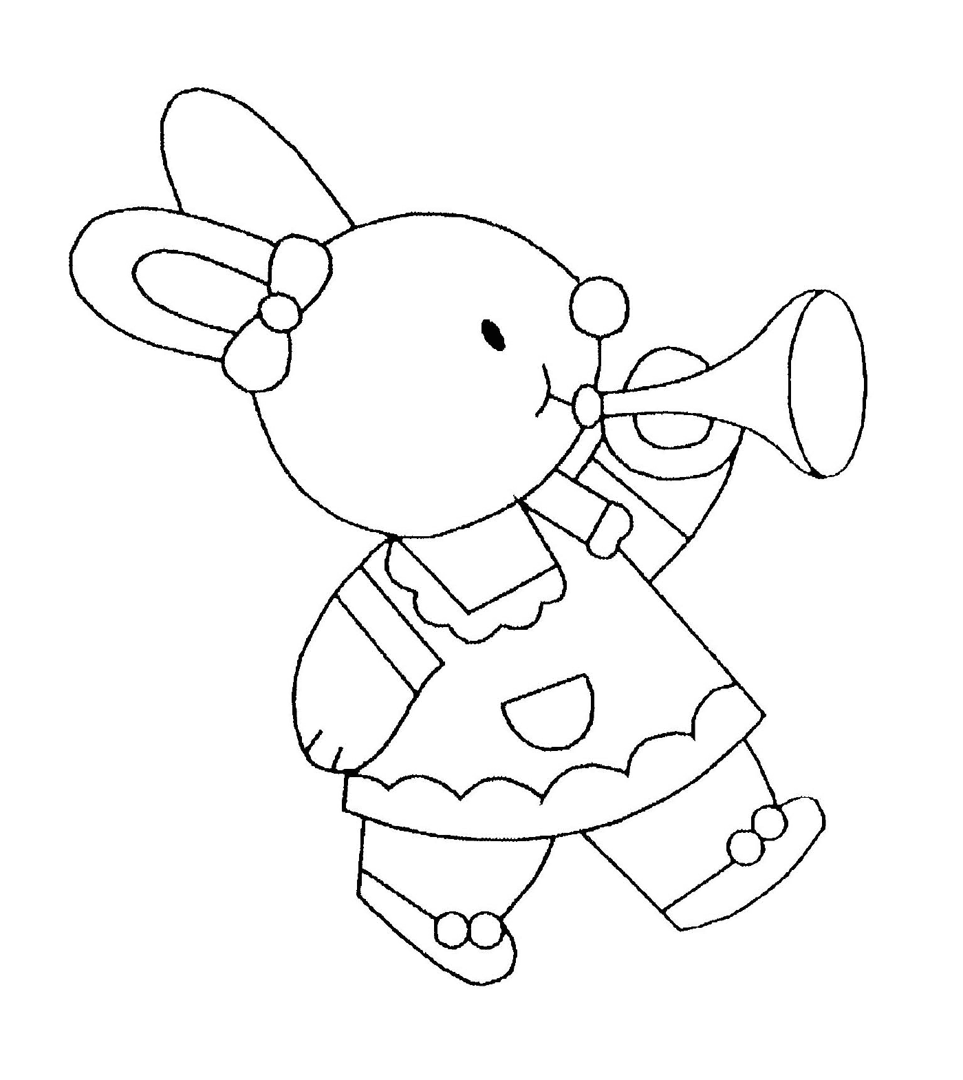  Musician rabbit with trumpet 