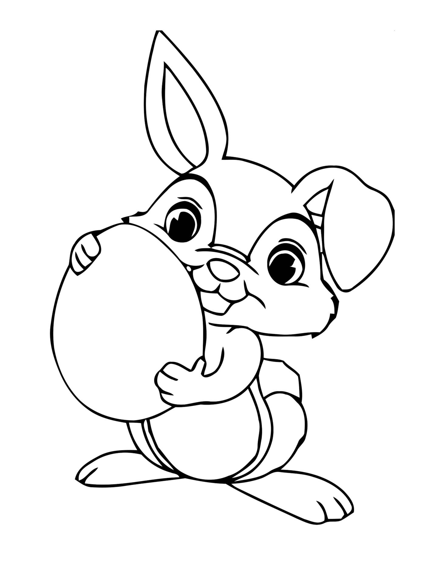 Rabbit holding an Easter egg 