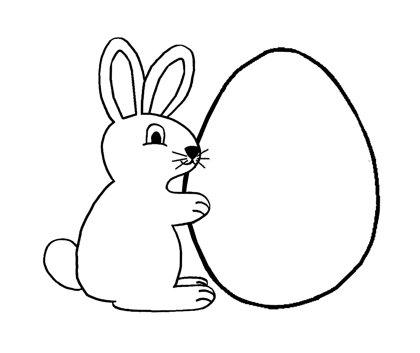  Кролик рядом с пасхальным яйцом 
