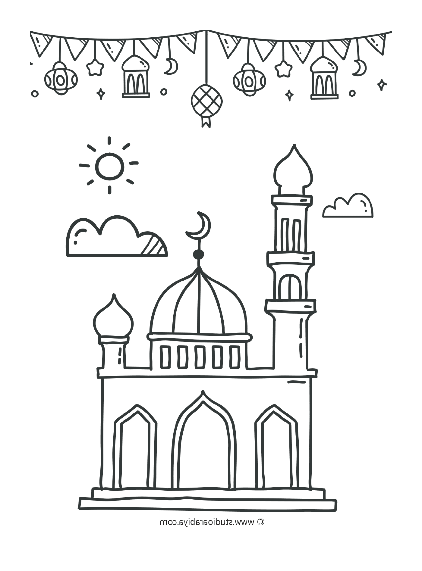  Рамадан, освещенная мечеть 