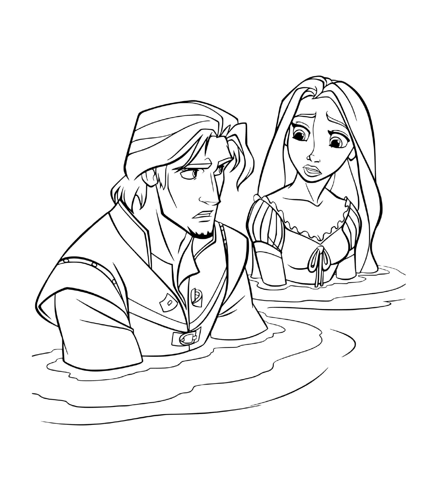  Flynn Rider and Raiponce in water 