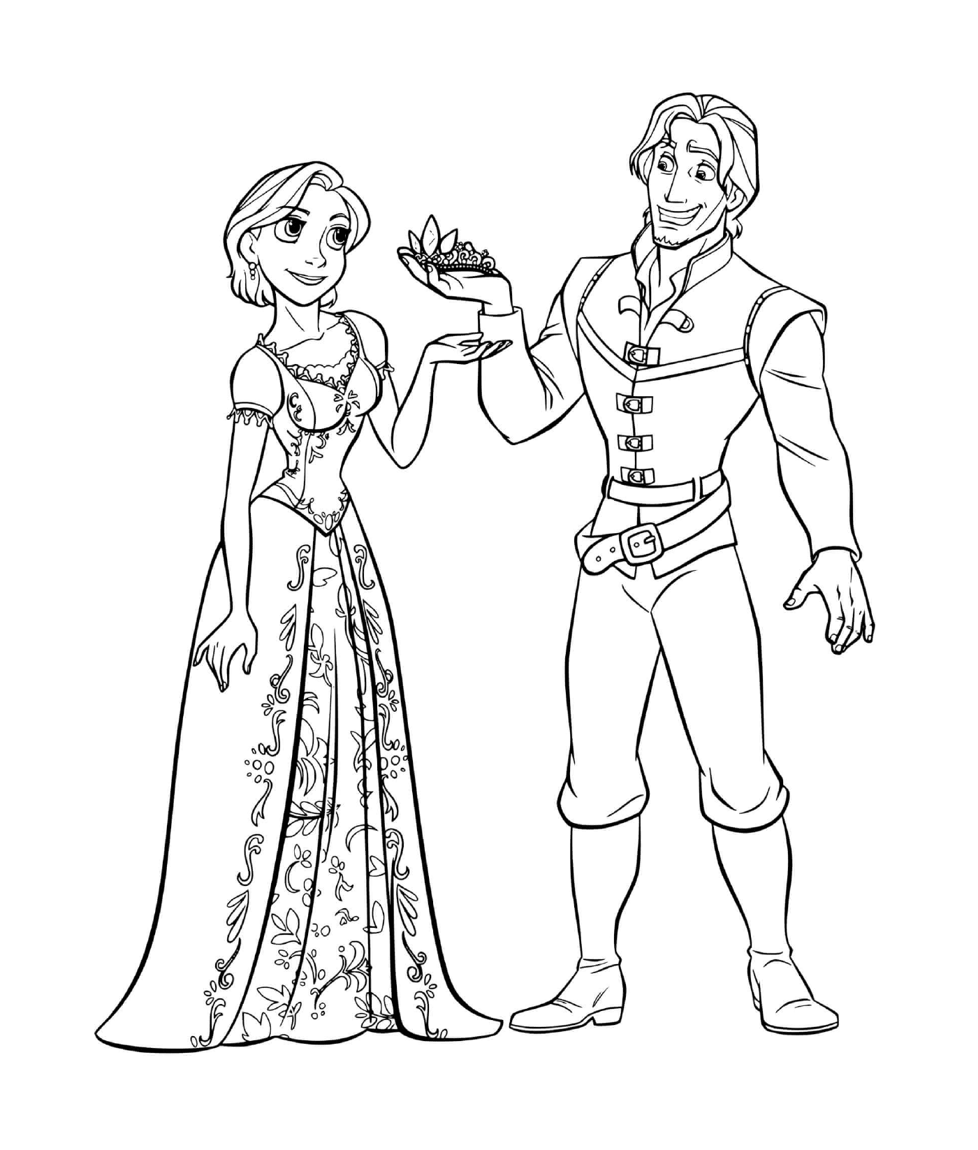  Raiponce and Flynn with a crown 