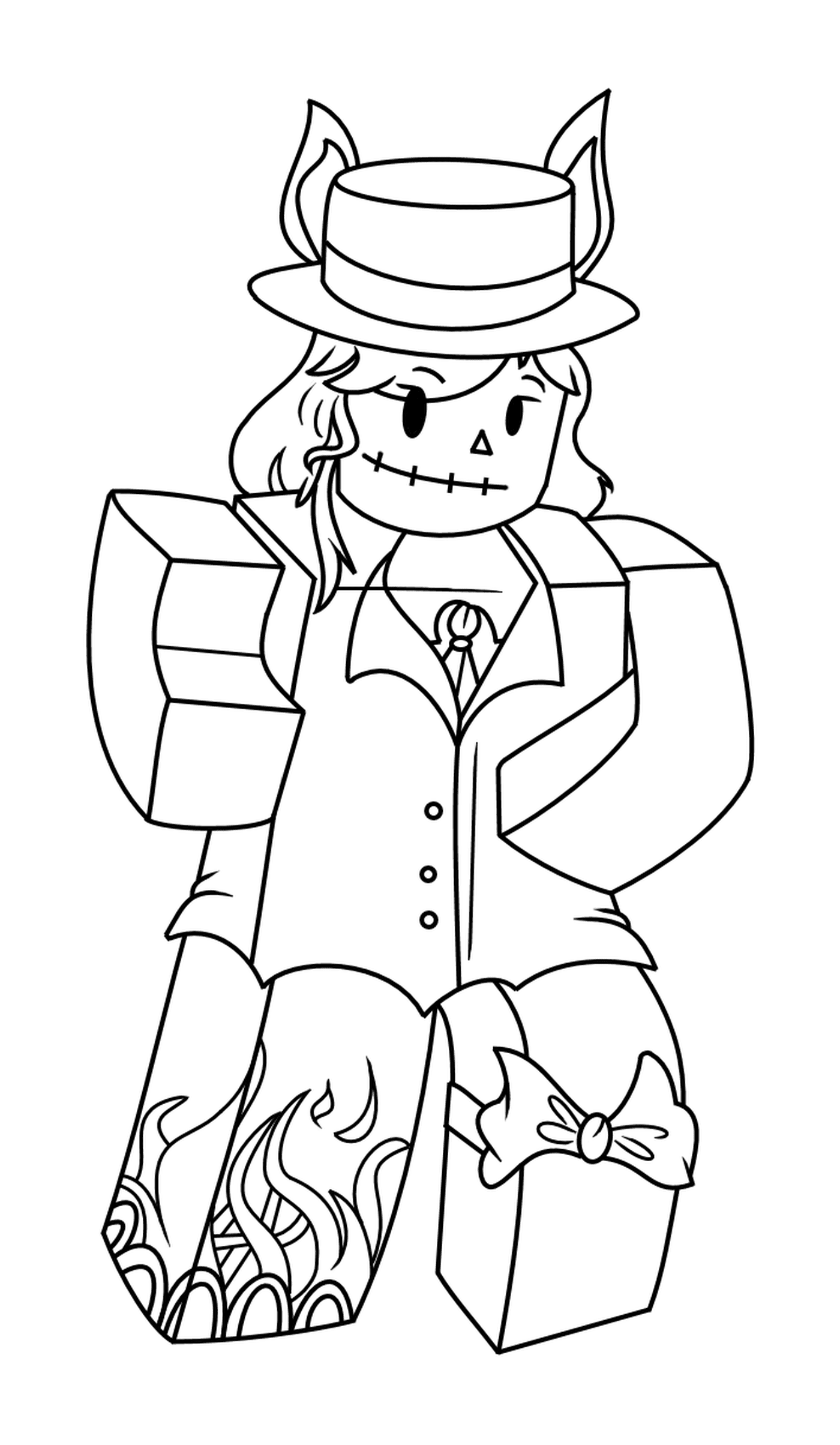  Roblox girl with hat and fire feet 