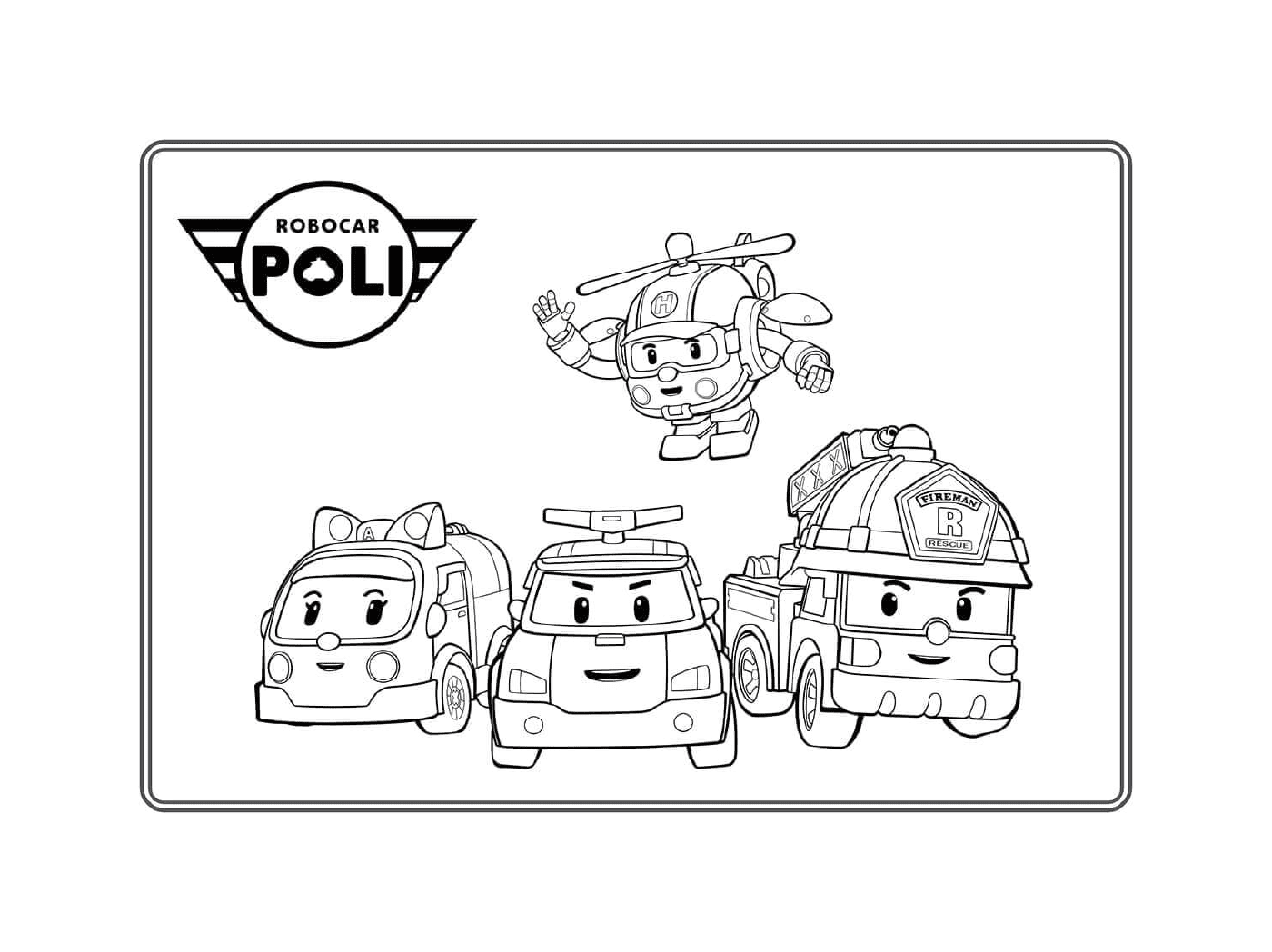  Ambulancia, policía, bombero y helicóptero Robocar Poli 