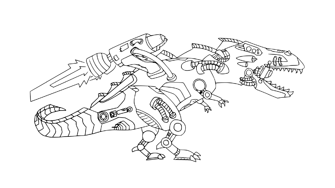  Dinosaurier-Roboter mit einer Rakete 