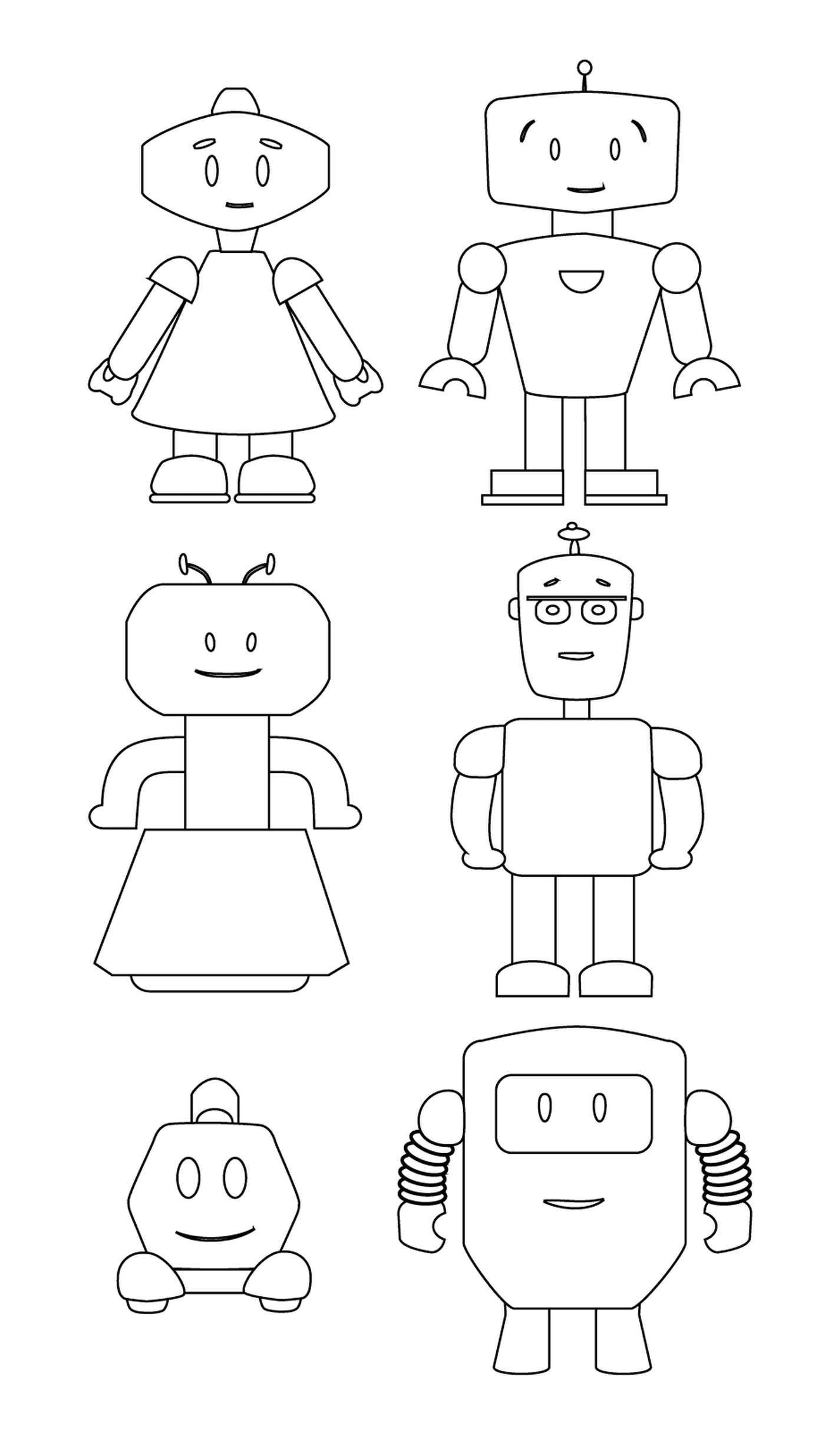  Familie von liebenswerten Robotern 