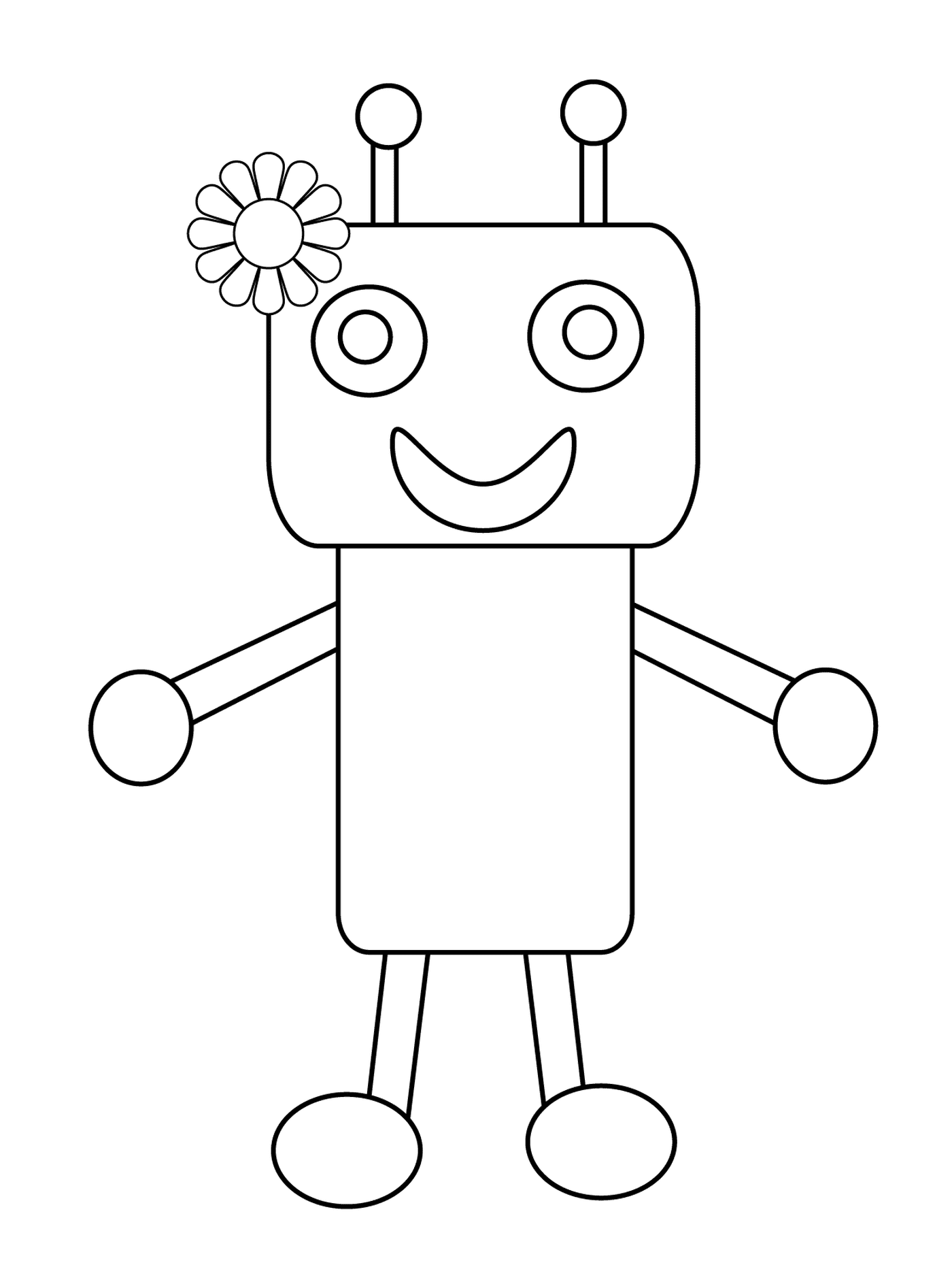  Roboter mit einer bunten Blume 