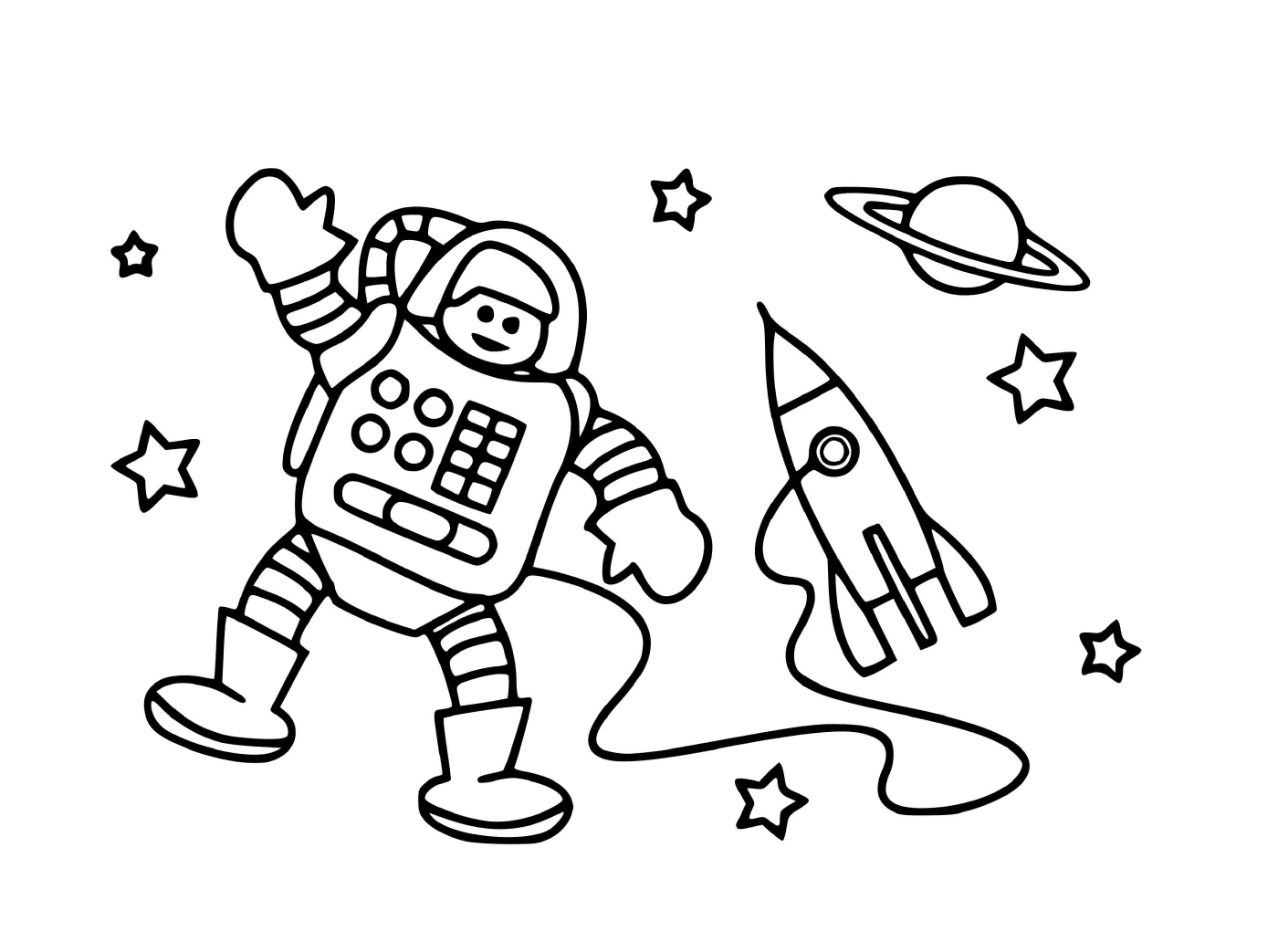  Астронавт и космическая ракета 
