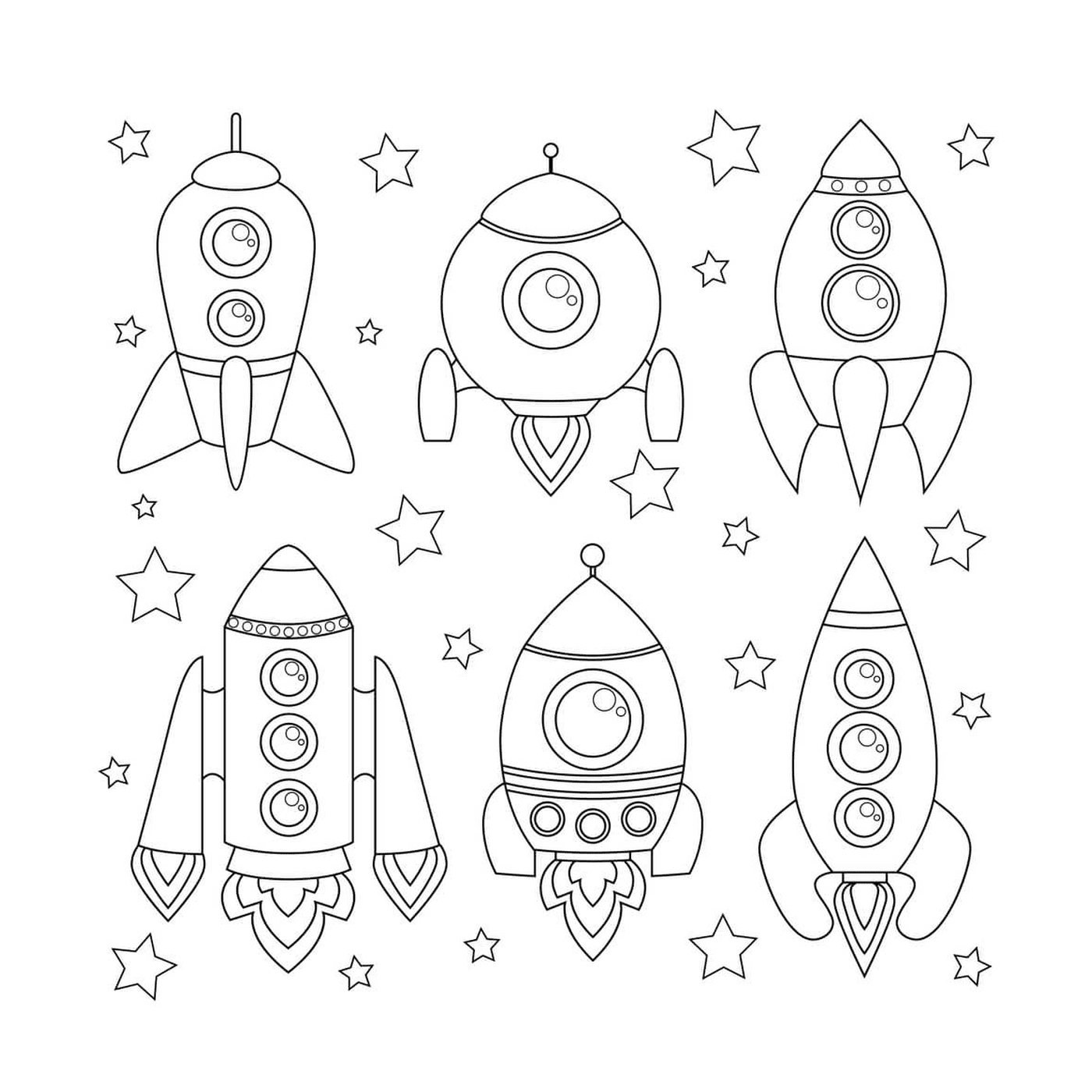  Conjunto de cohetes diseñados 