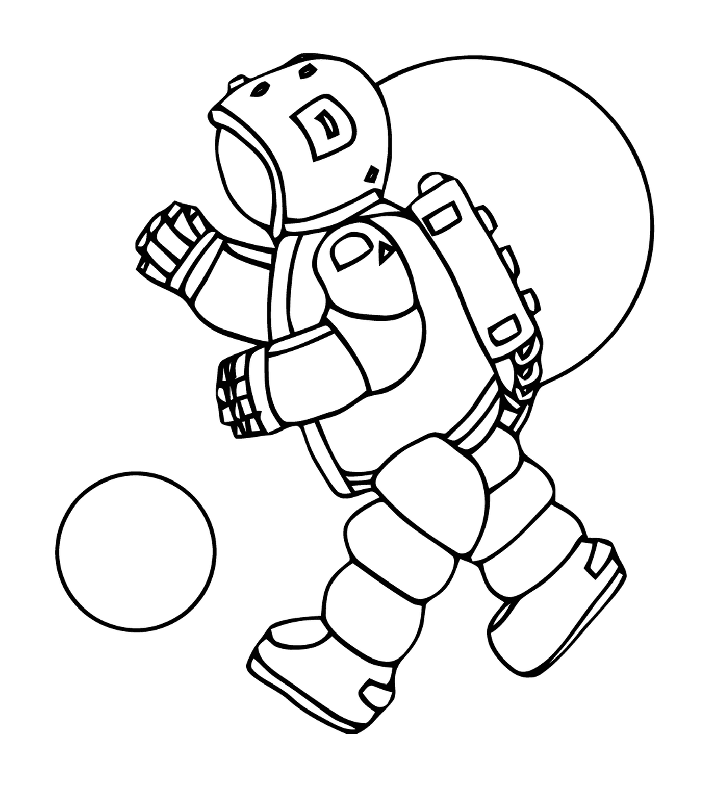  Astronaut spielen mit einem Ball 