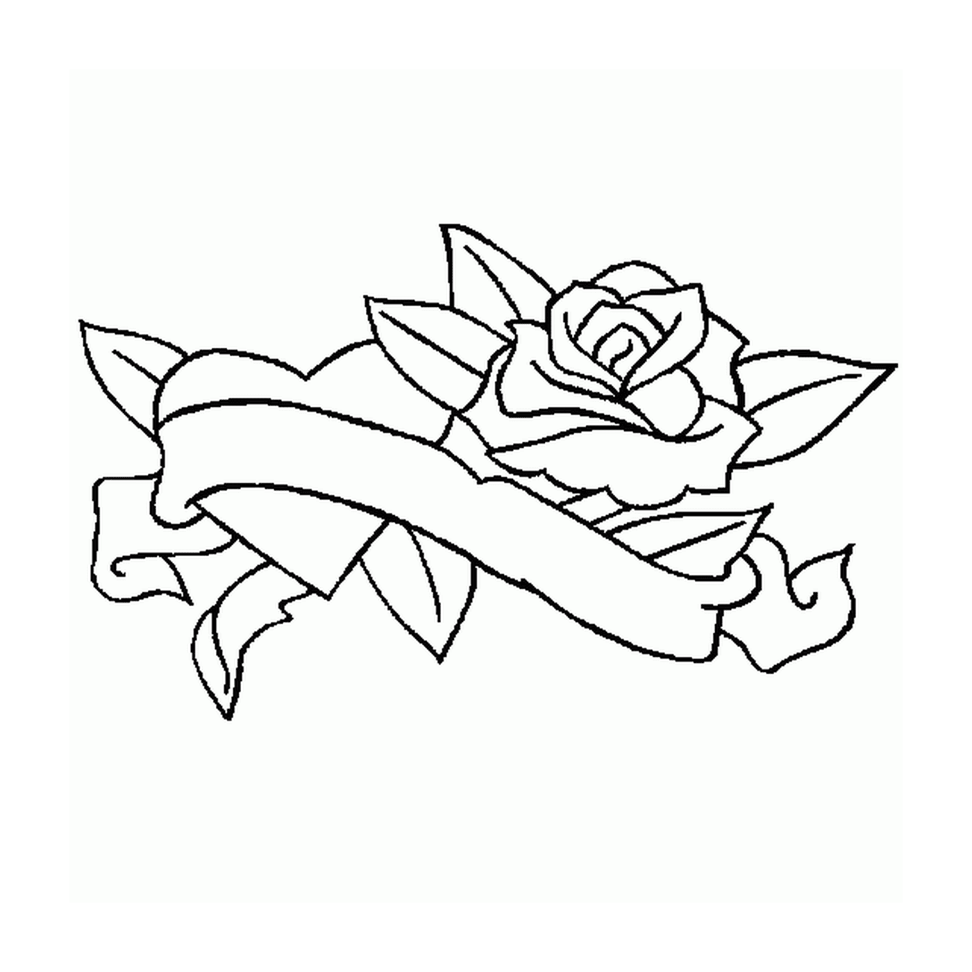  Роза с романтическим баннером 