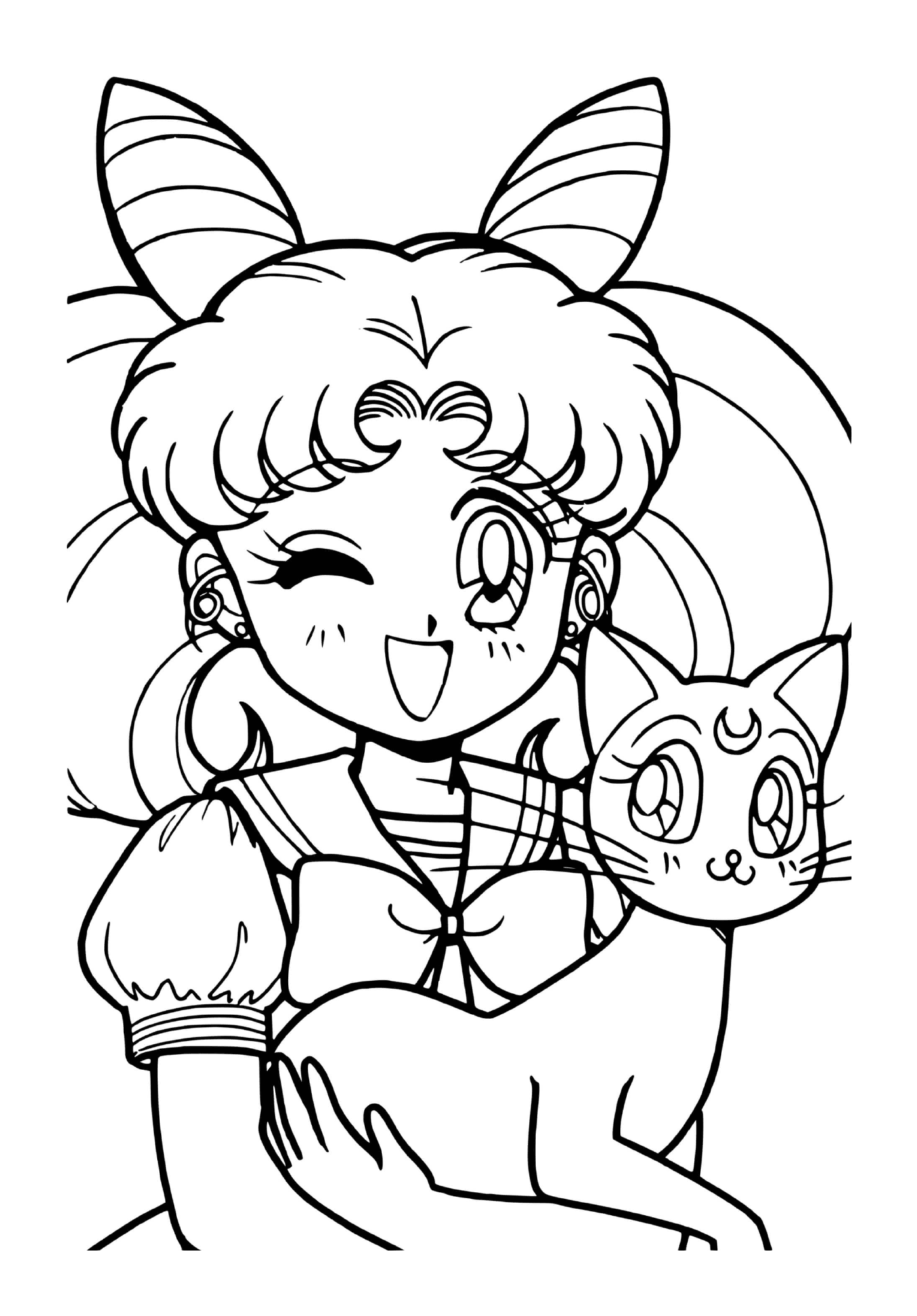  Sailor Moon e il suo gatto 