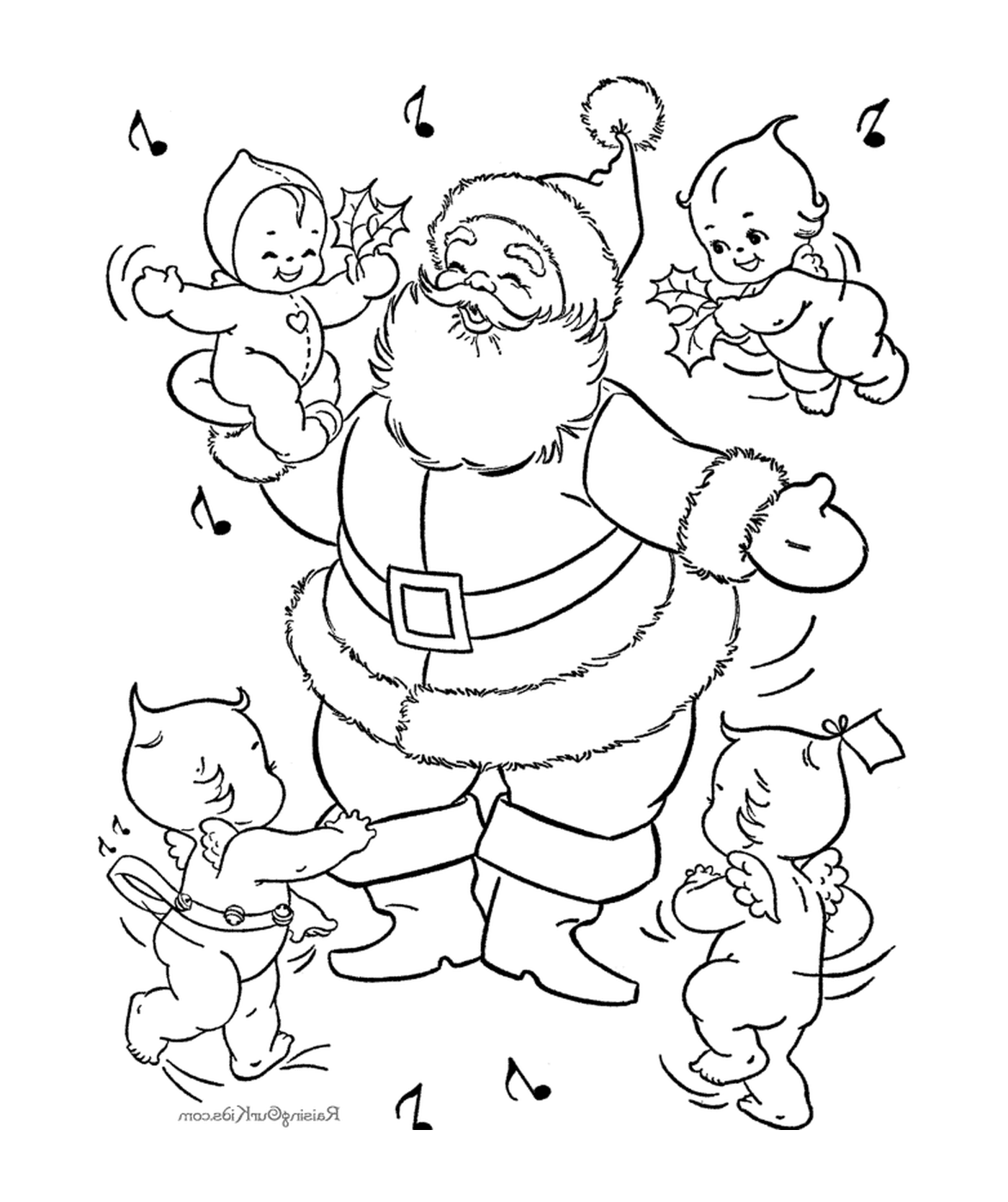  Santa's surrounded by angels 