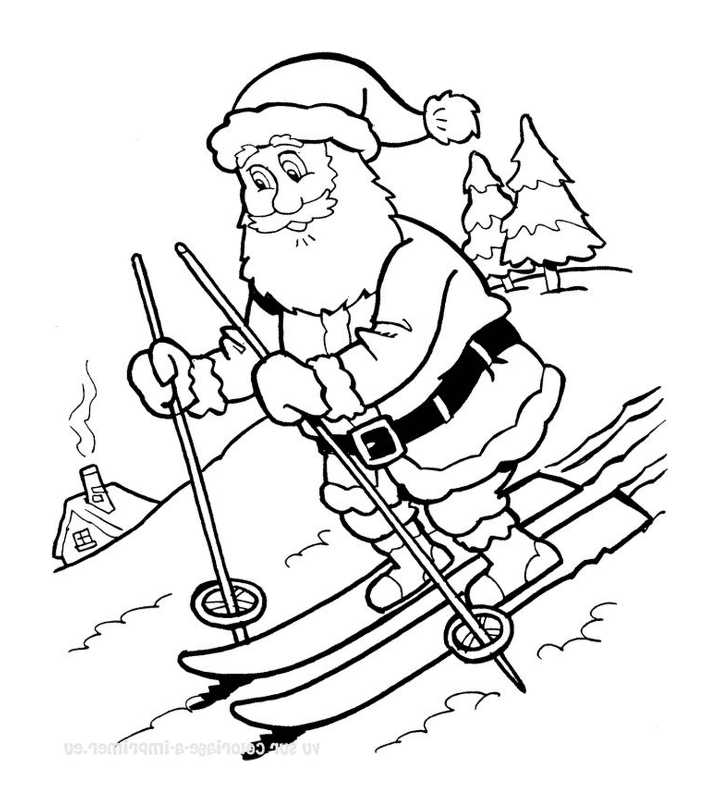  Papá Noel está esquiando 