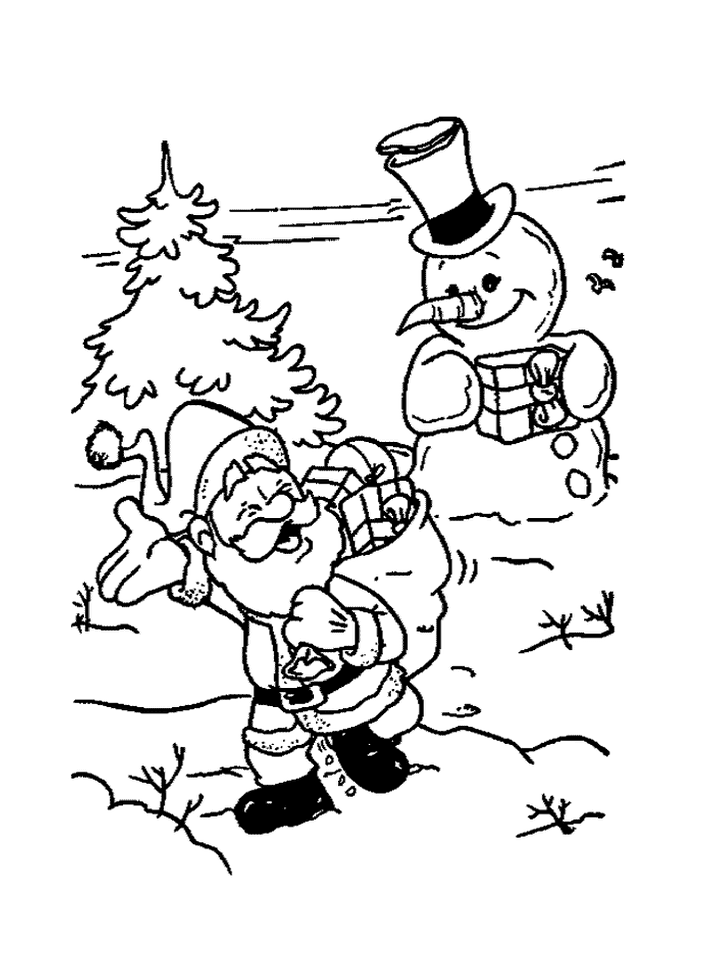  Lutin and snowman in the snow 