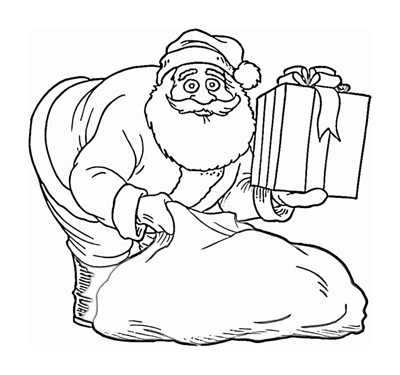  Weihnachtsmann mit einem Geschenk 