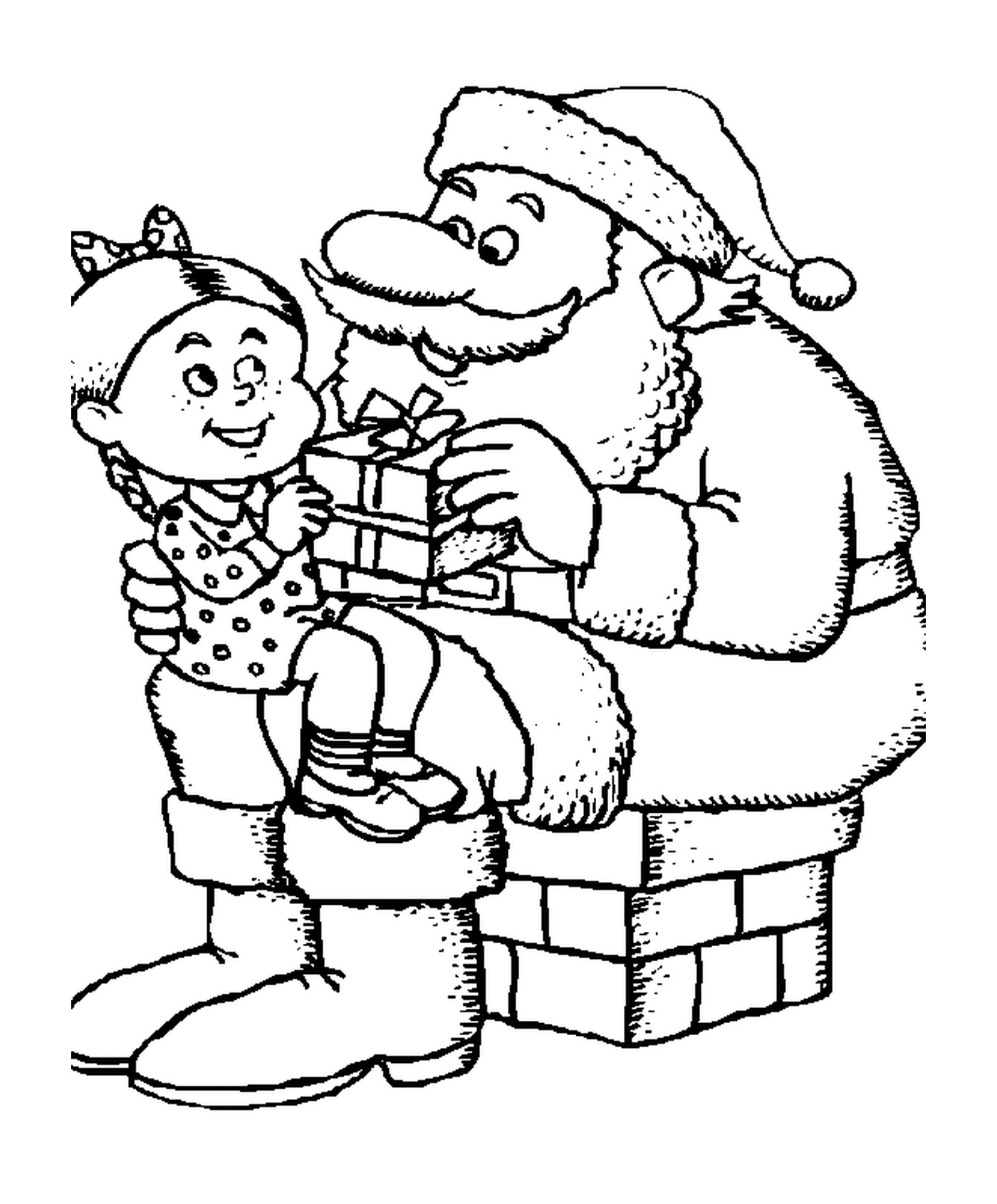  Santa Claus and little girl 