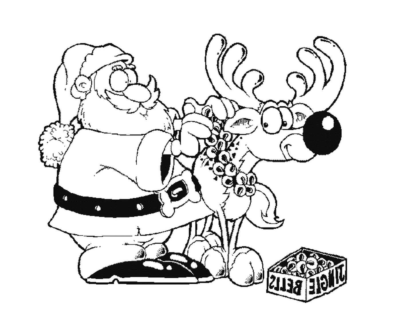  Santa Claus and a reindeer 