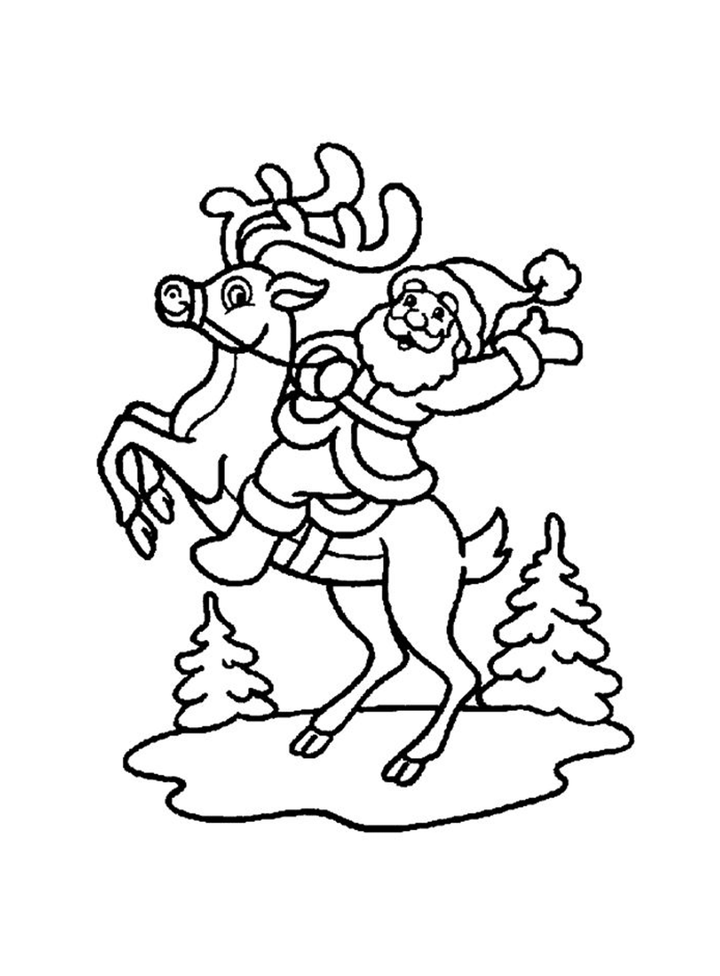  Santa's riding a reindeer 