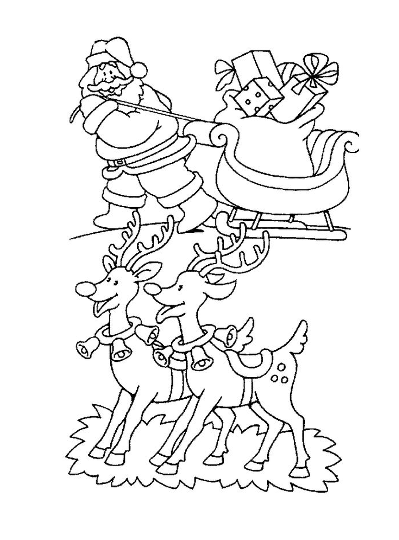  Santa con trineo y renos 