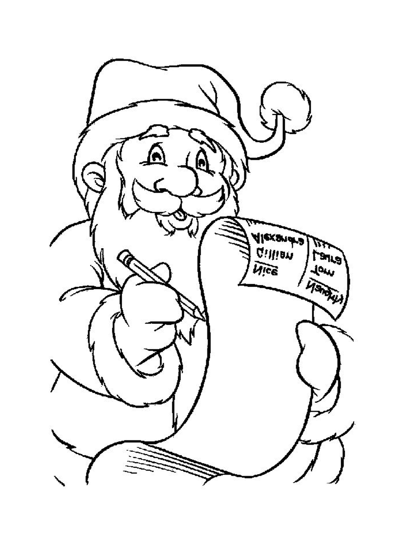  Santa Claus con una lista de regalos 
