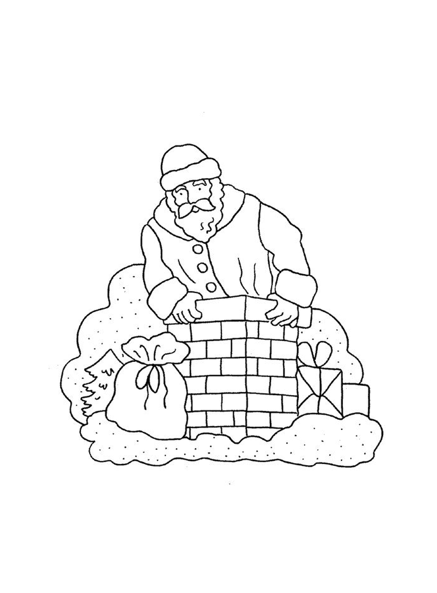  Santa's construyendo una chimenea 