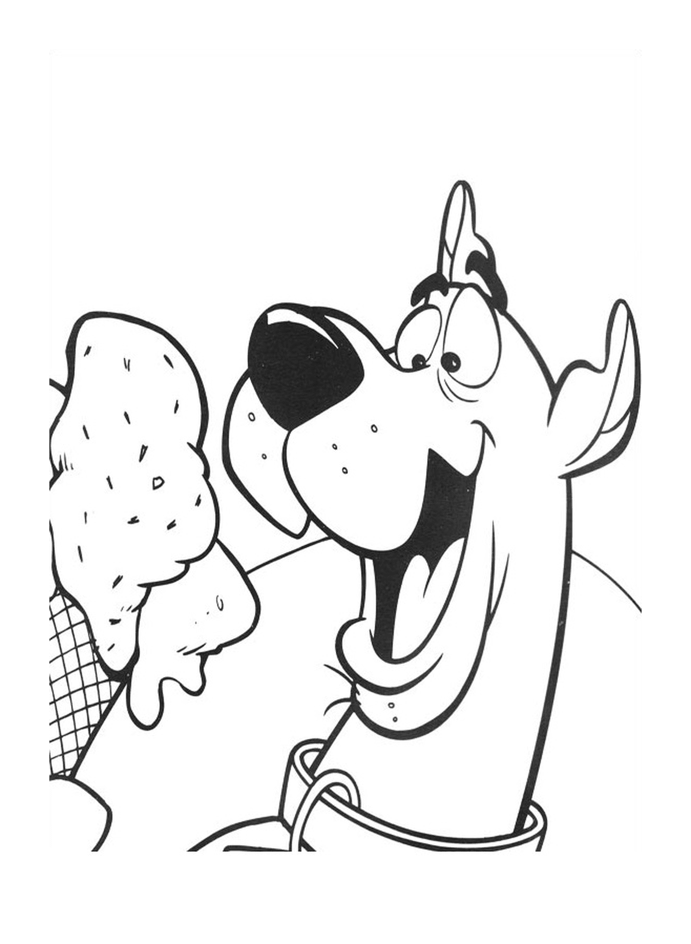 A dog eats ice cream 