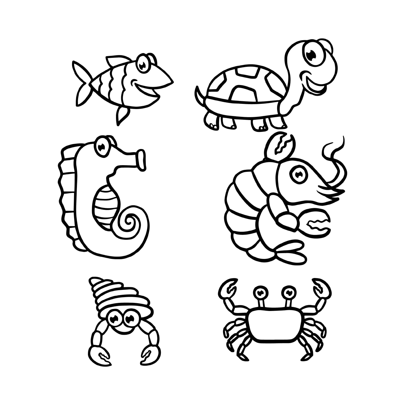  a group of marine and aquatic animals 