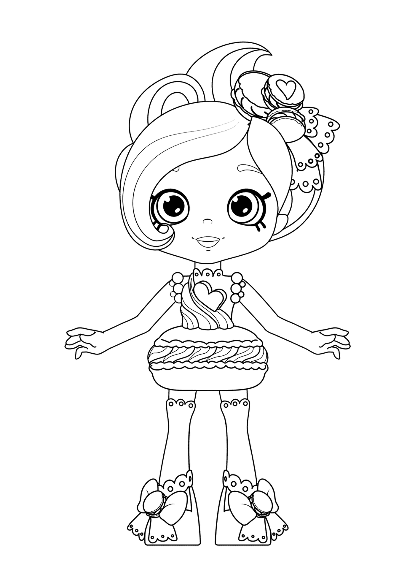  Una chica con un pastel de macarrones 