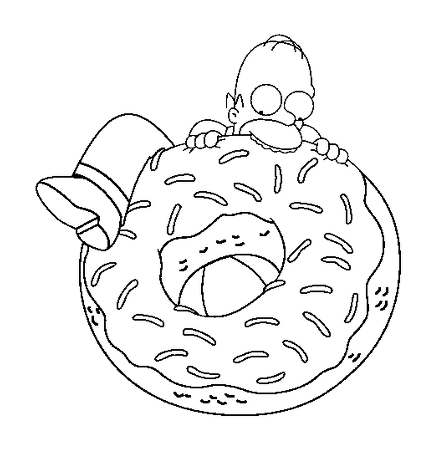  Гомер пытается съесть огромный пончик 