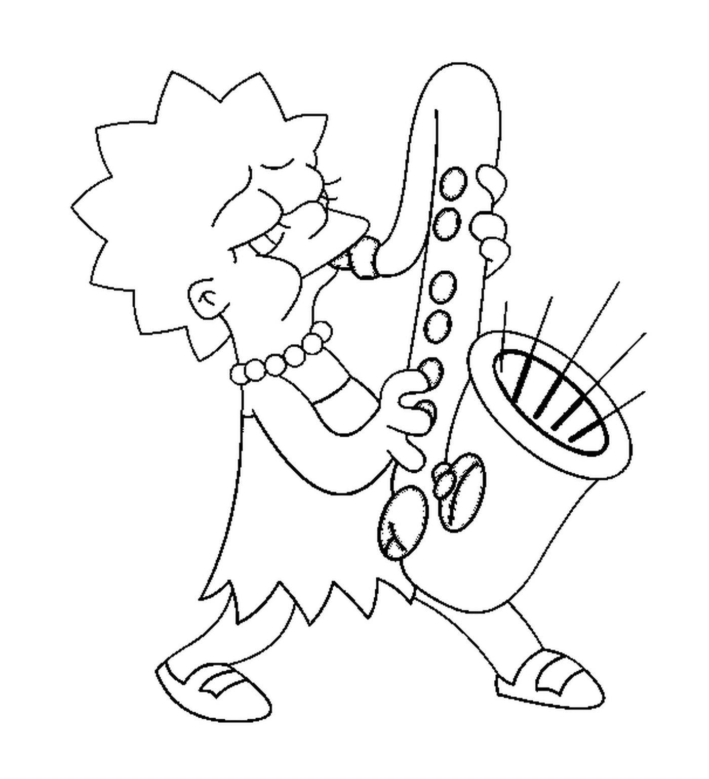  Лиза играет на гармоничном саксофоне 
